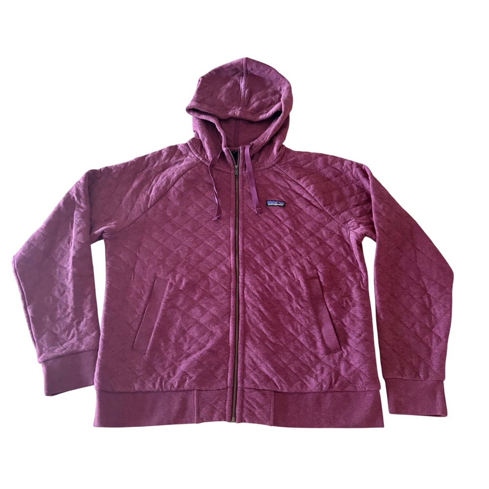 Patagonia Womens Organic Cotton Quilted Full Zip Hoodie Burgundy Red L 25390